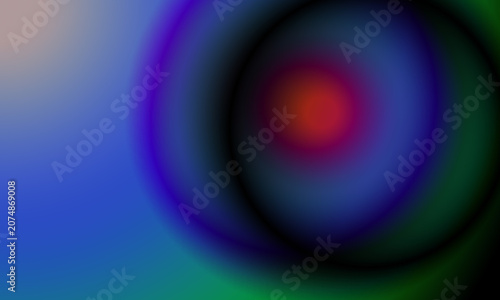 Abstract Neon Gradient Background with Glowing Concentric Circles and Soft Blur