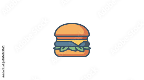 Simple Burger Icon Illustration - Fast Food, Delicious Meal