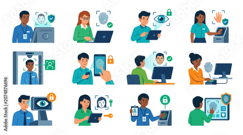 People working on computers and technology.