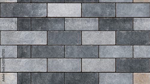 Seamless basalt surface texture flat lay stone wall gray brick pattern background