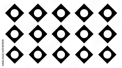 Black diamond shapes with circles.