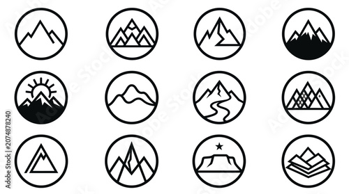 Mountain Range Icon Set Landscape.
