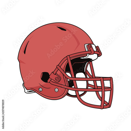 Red American Football Helmet Vector Illustration