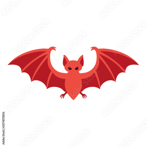 Red Bat Flat Vector Illustration