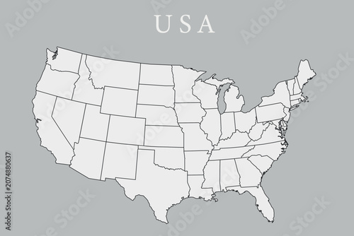Photos USA map with state borders simple vector illustration for geography and travel