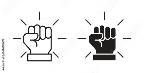 Photos Will power icon line style collection. Simple black solid icons