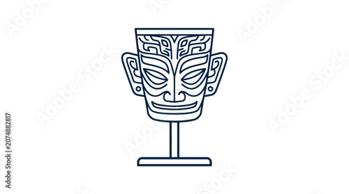 Photos Tribal Mask Goblet Icon Vector Art - Ancient Ritual Cup
