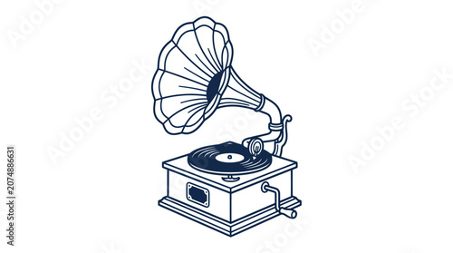 Canvastavla Vintage Gramophone with Vinyl Record