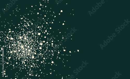 Abstract White Gold Particles Scattering on Dark Teal Green Background with Copy Space