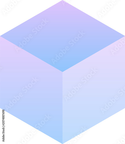 Minimalist isometric blue purple gradient cube icon for modern technology and big data storage illustration