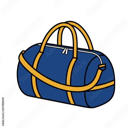 Blue duffel bag with yellow straps vector illustration
