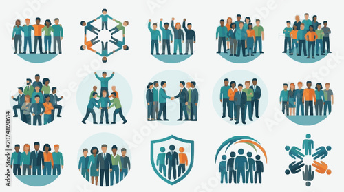 Tableau sur toile Team Collaboration and Teamwork Icons.