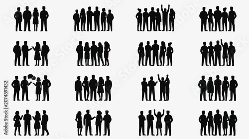 Canvastavla Silhouetted Professional Team Posing in Group.