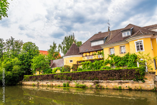 Riverside historic houses in Amberg Germany