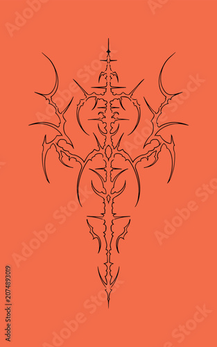 Bild auf Leinwand hand drawn symmetrical neo tribal cyber glips illustrations, tattoo element
