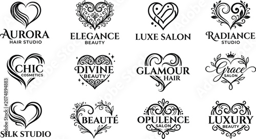 Floral Ornament Collection Black Vector Illustrations On White Background