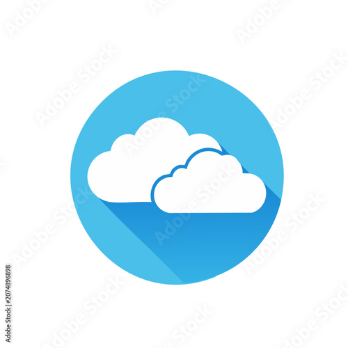 Blue and white cloud icon on circular background
