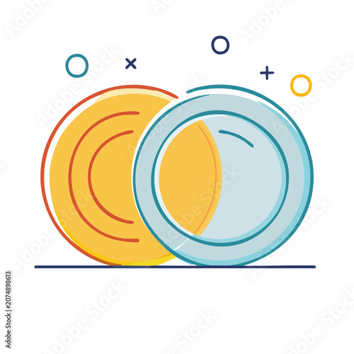 Flat Venn Diagram with Two Overlapping Circles