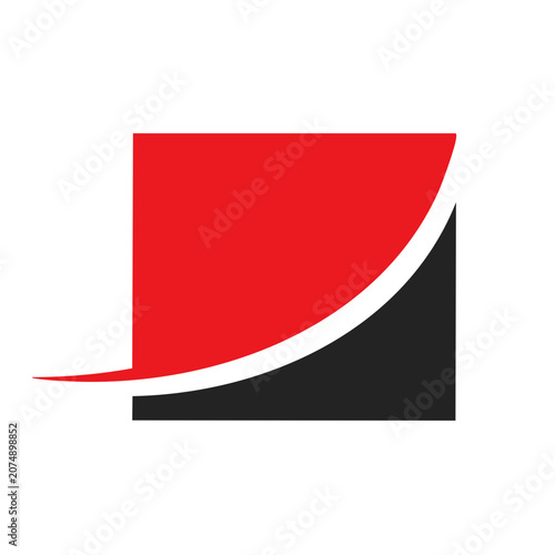 Abstract geometric vector logo design with red black and white