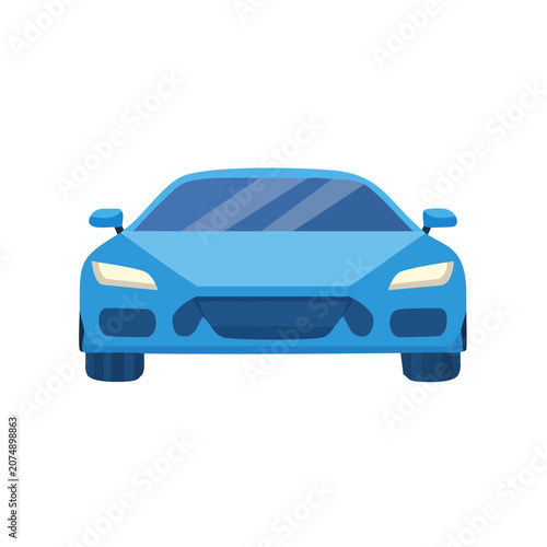 Blue car vector front view illustration