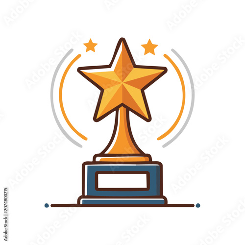 Golden Star Trophy Award Vector Illustration
