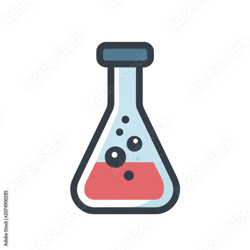 Laboratory Flask with Liquid and Bubbles Icon