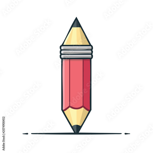 Red and yellow pencil icon on transparent background