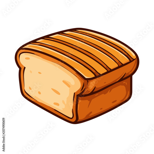 Sliced Bread Loaf Flat Vector Illustration