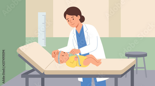 Cuadro en lienzo Baby Head Circumference Measurement by Pediatrician
