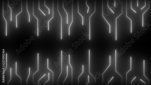 White Futuristic Neon Circuit Lines Background – Glowing Digital Technology Network Animation