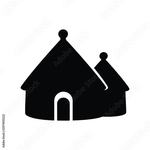 Trullo Italian Traditional House Solid Silhouette Icon Design Collection