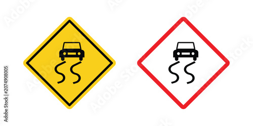 Foto Slippery road sign