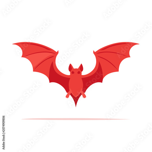 Red Bat Flat Vector Illustration