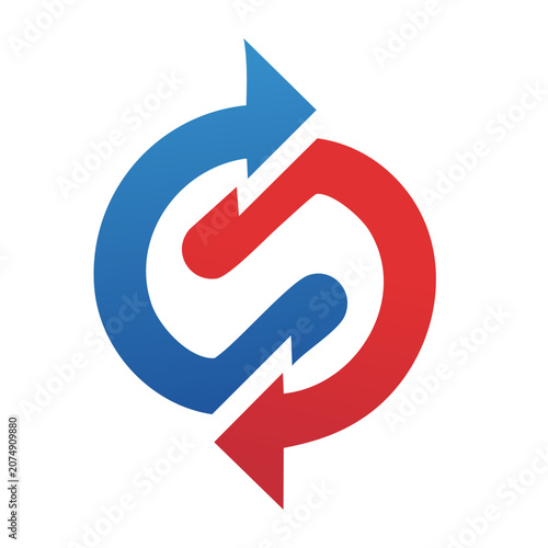 Blue and Red Circular Arrows Icon
