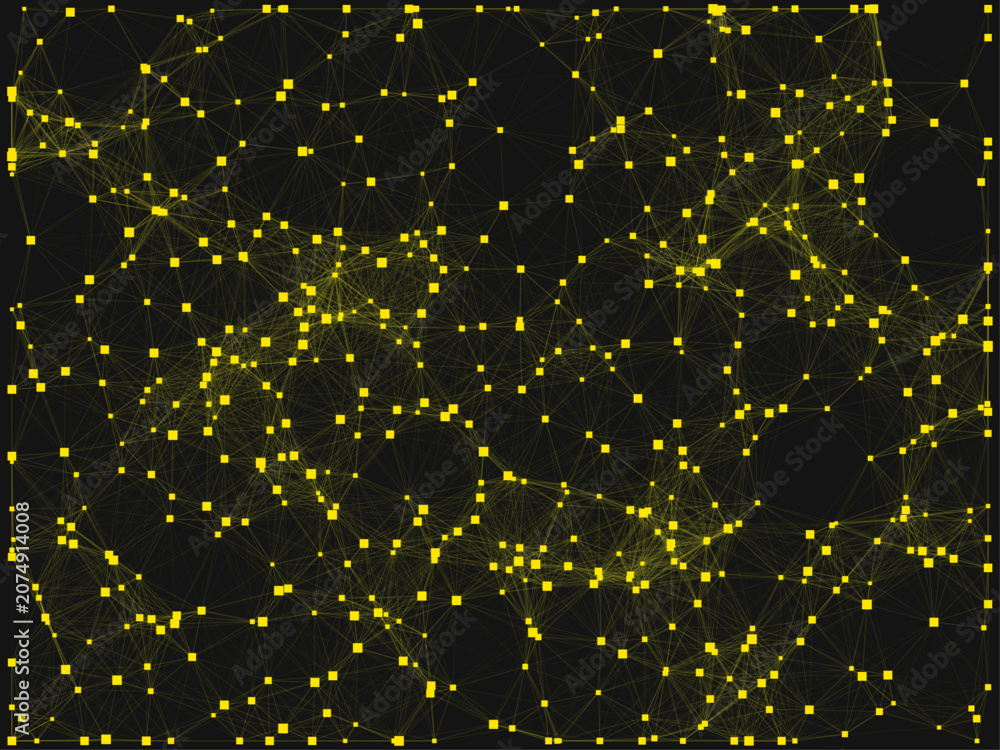Fototapeta premium Generative Abstract Network Design with Solid Yellow and Black Elements