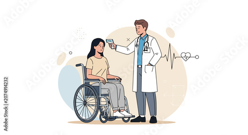 Medical Professional Checking the Patient's Temperature with an Infrared Thermometer