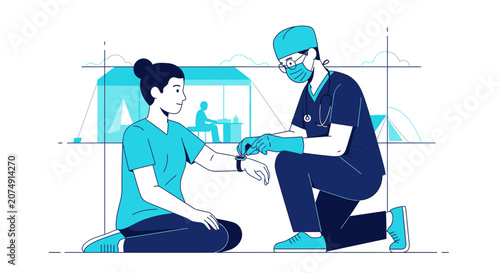 Medical Professional Checking the Smartwatch of a Patient in a Modern Clinic Setting