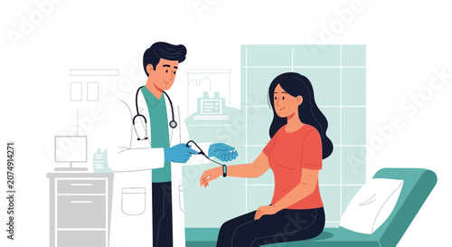 Medical Professional Checking the Pulse of a Patient for Routine Health Examination