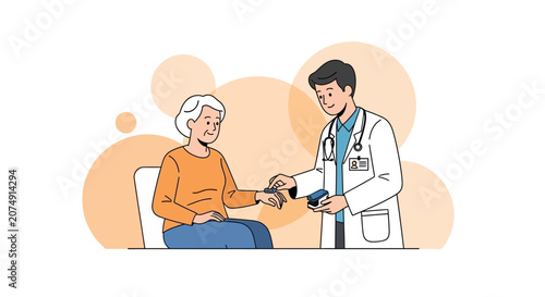 Medical Professional Checking the Pulse of an Elderly Woman in a Medical Office