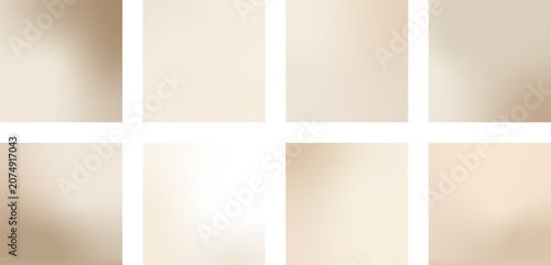 Square nude gradient background set with cream, champagne and brown pastel colors. Minimal liquid texture and elegant satin shine for social media design, posters and modern vector covers.