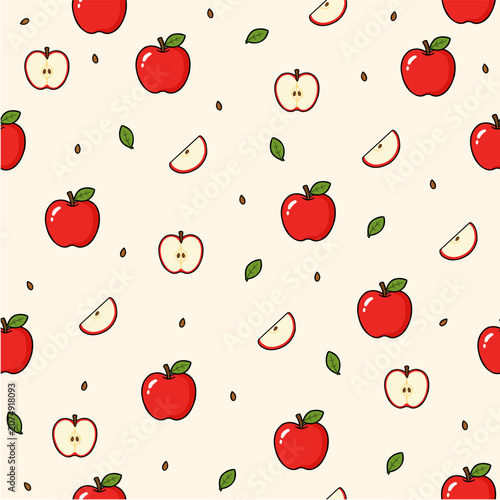 Εκτύπωση καμβά red apple seamless pattern background vector design