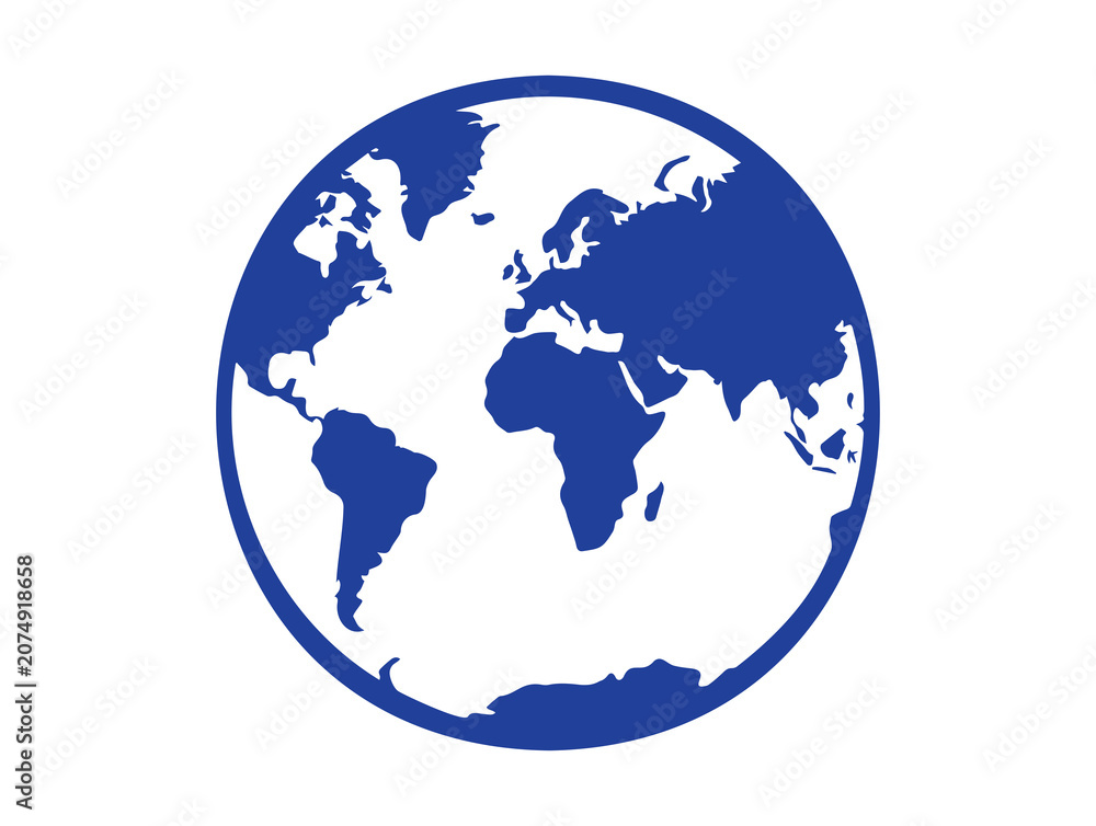 Fototapeta premium Blue Globe Earth World Map Circle Icon Transparent Background PNG