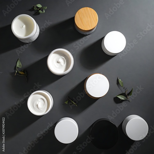 White cream cosmetic product display.