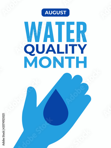 Water quality awareness poster with hand holding drop