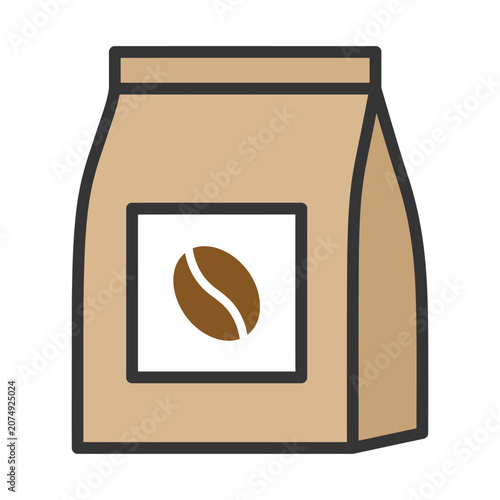brown paper coffee bag with bean logo