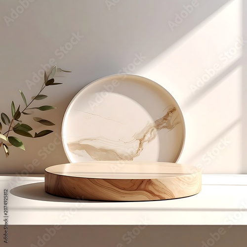 Wooden display stand with glass dome.