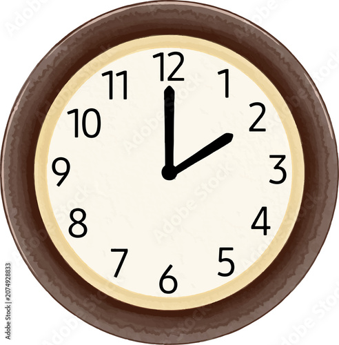 фотографія Watercolor illustration of a wall clock showing exactly two o'clock