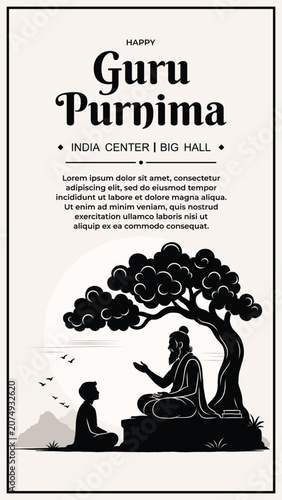 Silhouette Illustration Commemorating Happy Guru Purnima
