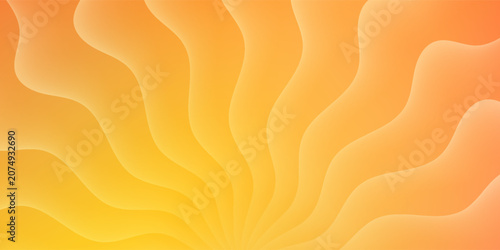 Vintage sunset graphic card template. Groovy 70s sunflower shape concept and bright neon yellow orange gradient background for summer sale banner poster.