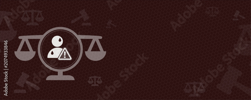 Canvas Print This abstract graphic design features a balanced scale with a warning icon representing legal risks and concerns